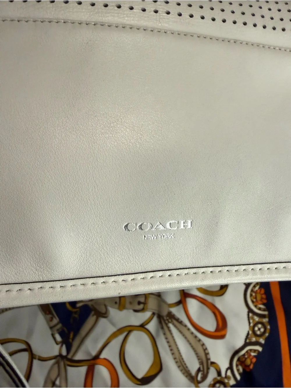 Coach Legacy Penelope Perforated Leather / Bag – White with Purple Tassels